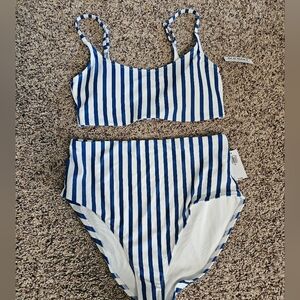 Old Navy Royal Blue and White Stripe Bikini